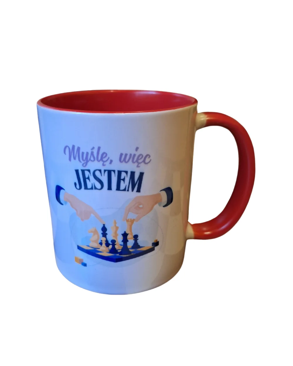kubek szachowy MYŚLĘ, WIĘC JESTEM